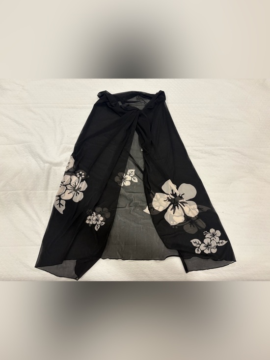 Passion Beauté Other - Black Floral Tie-Waist Swim Sarong